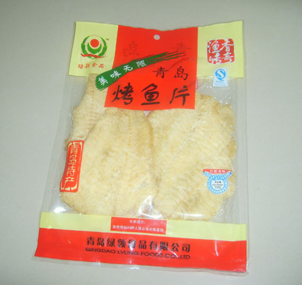 青岛烤鱼片 青岛食品;青岛食品;青岛食品;烧烤鱿鱼;烧烤黄花鱼;鱿鱼丝;绿岭食品;青岛绿岭;烤鳕鱼;鳕鱼丝;辣烤鳕鱼;烤虾皮; 绿岭--青岛绿领食品有限公司